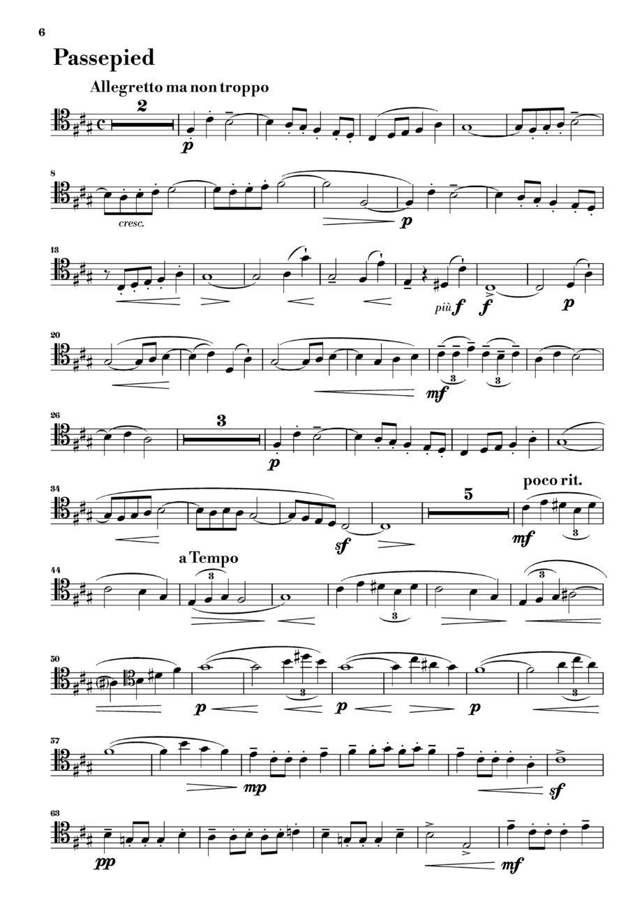 Fourth page of the trombone part for Debussy's Suite Bergamasque, showing the initial musical notation.
